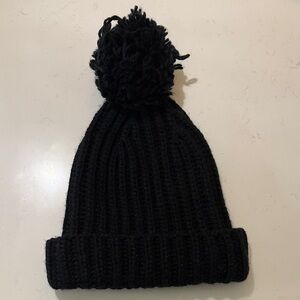 BDG Black Wool Blend Knit Pom-Pom Beanie
